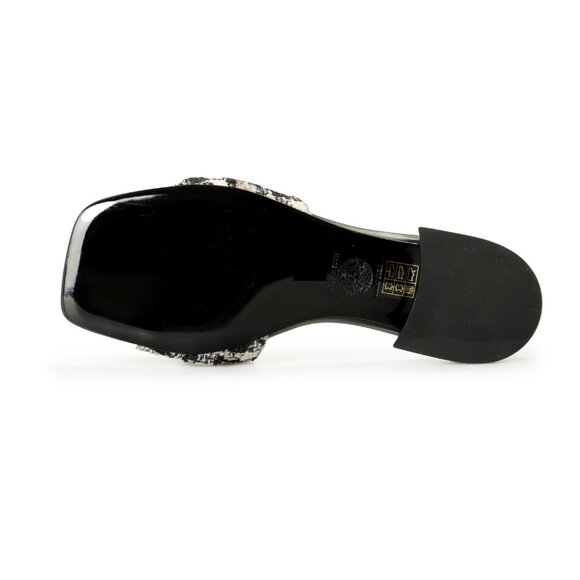 Versace Women's Black & White Gold Medusa Plaid Sandals Mules Shoes US 8 IT 38 - Picture 6 of 8